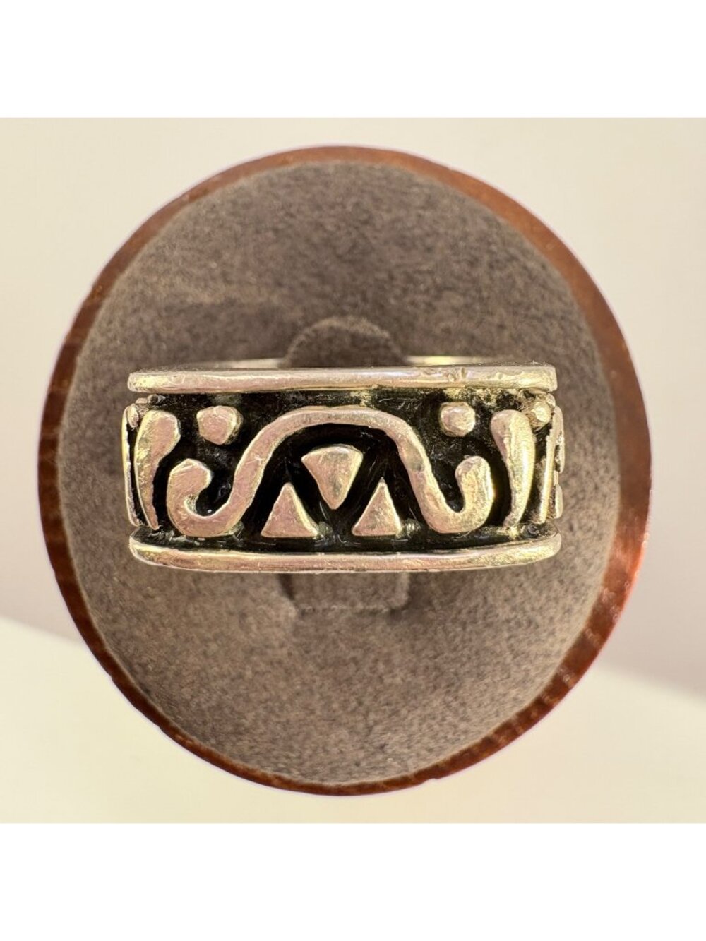 Scroll Design Sterling Silver 925 Squared Band Ring Size 7